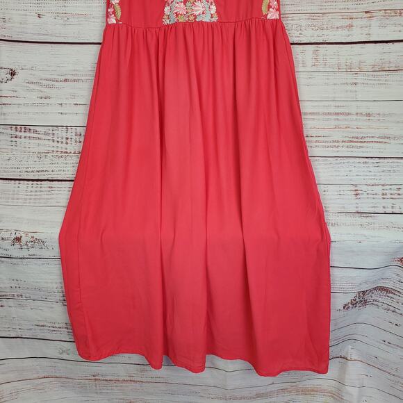 Anthropologie Pankaj & Nidhi Pink Cottagecore Maxi Dress XL Pastel Embroidered - Picture 6 of 14